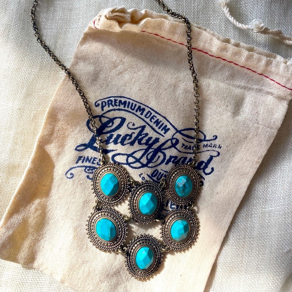 LuckyBrand Necklace - Antique Gold Tone/Turquoise